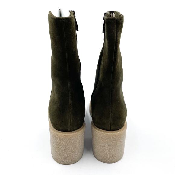 La Canadienne Zed‎ Boots Green Suede Block Heel Waterproof Bootie Sz 7.5 - Picture 8 of 13